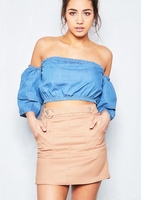 Annabelle Camel Ring Detail Mini Skirt