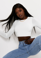 Anni Ivory Slinky Long Sleeve Crop Top