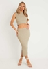 Antonia Stone Knitted Maxi Skirt With Split