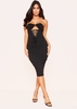 April Black Bandeau Cut Out Lace Up Midi Dress