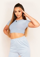Areeta Blue Cap Sleeve Smooth Cropped T-Shirt