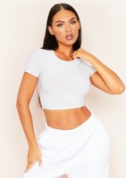 Areeta Grey Cap Sleeve Smooth Cropped T-Shirt
