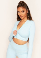 Aria Blue Missy Sport Zip Through Cropped Gym Jacket