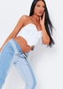 Ariah White Zip Front Satin Cropped Corset