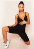 Ariana Black Ribbed Strappy Unitard