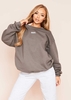 Ariana Charcoal Basic Slogan Oversized Sweatshirt