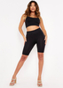 Aubree Black Ribbed Seamless Cycling Shorts