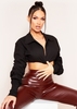 Aubrey Black Ruched Sleeve Crop Shirt