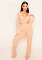 Aubrey Nude Mix & Match Ribbed Lounge Wide Leg Trousers