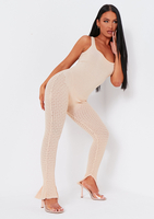 Ava Beige Knitted Open Back Jumpsuit