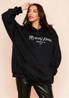 Ava Black Woman Slogan Oversized Hoodie
