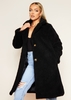 Bella Black Longline Borg Fur Coat