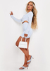 Belle Blue Slinky Piping Detail Mini Skirt