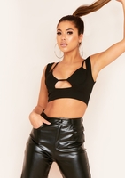 Bertunga Black Cut Out Strappy Crop Top