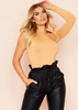 Billie Camel One Shoulder Cut Out Bodysuit