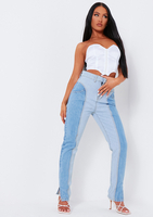 Bonnie Blue Light Mid Wash Spliced Skinny Jeans