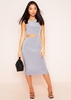 Briella Grey Cut Out Racer Midi Dress