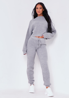 Brielle Grey Knitted Cropped Co-Ord