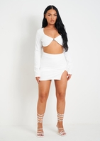 Brittany White Mini Skirt With Split