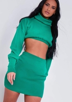 Brylee Green Cropped Knitted Jumper Co-ord