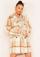Calila Beige Checked Borg Jacket