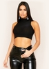 Camila Black High Neck Cropped Racer Crop Top