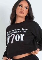 Cara Black All I Want For Christmas Is Dior Knitted Cropped Christmas Jumper
