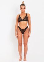 Cara Black Lace 2 Piece Triangle Bralet & Thong Lingerie Set