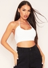 Cara Ivory Ruched Slinky Halterneck Crop Top