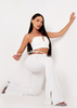 Carmella Ivory Tie Side Strap Detail Cut Out Flared Trousers