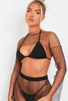 Carolina Black Diamante Net Crop Top