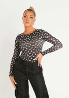 Caroline Black And White Moon Print Bodysuit