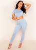 Carrie Blue High Waisted Basic Jersey Leggings