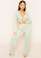 Cate Sage Mix & Match Casual Lounge Wide Leg Trousers