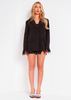 Celeste Black Feather Trim Detail Oversized Blazer