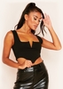 Celestina Black V Bar Square Neck Corset Crop Top