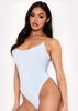 Chi Pale Blue Slinky Double Thickness Strappy Bodysuit
