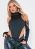 Christine Black High Neck Bodysuit With Sleeves