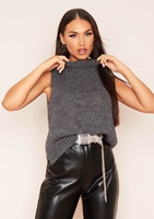 Claire Charcoal Thick Knitted Vest Top