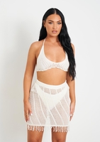 Clara White Knitted Crochet Bralet