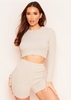 Clarina Stone Teddy Borg Long Sleeve Crop Top