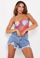 Corah Multi Stripe Print Strappy Mesh Bodysuit