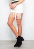 Cordelia White Denim Crochet Lace Tassel Shorts