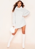 Courtney Light Grey Roll Neck Knitted Dip Hem Jumper Dress