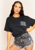 Crystal Black "No Bad Energy" Slogan Oversized T-Shirt