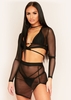 Danny Black Mesh Tie Long Sleeve Crop Top