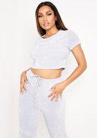 Darcy Blue Chenille Capped Sleeve Crop Top