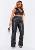 Darelle Black High Waisted Ruched PU Trousers