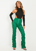 Darelle Green High Waisted Ruched PU Trousers