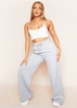 Delila Grey Marl Wide Leg Seam Detail Drawstring Joggers